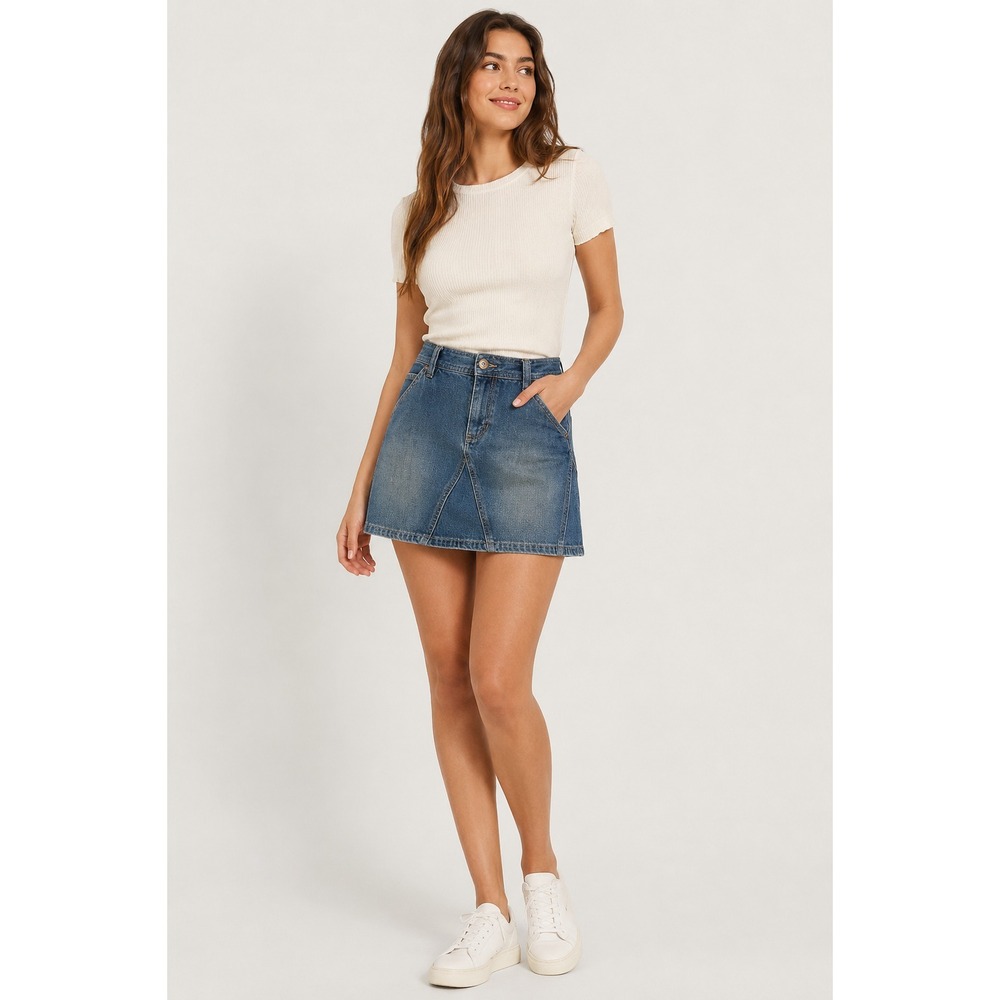 Y2K Personal Identity Denim Skirt Womens Juniors 11 Blue Jean 100% Cotton Grunge